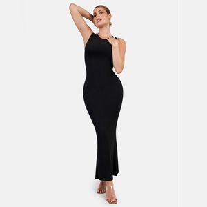 Popilush Built-In Shapewear Crew Neck Sleeveless Maxi Lounge Dress